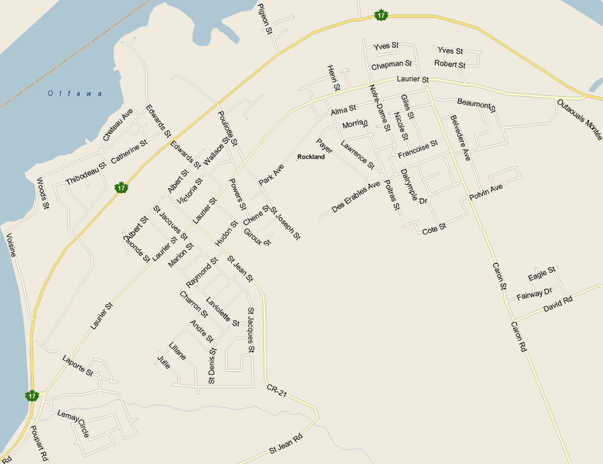 Rockland Map, Ontario