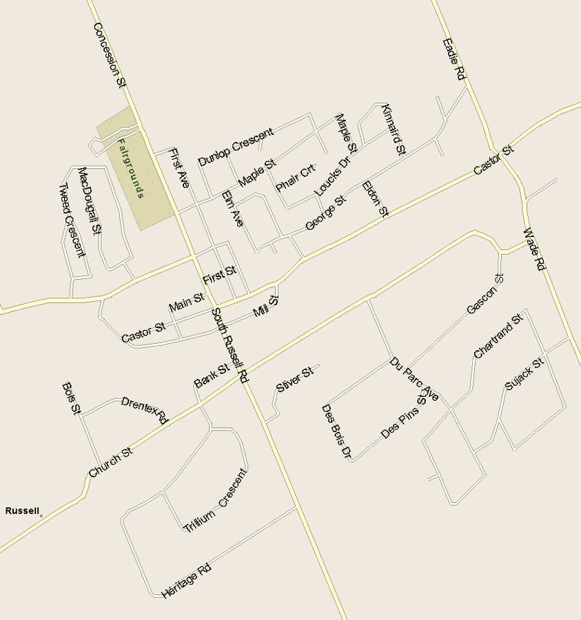Russell Map, Ontario