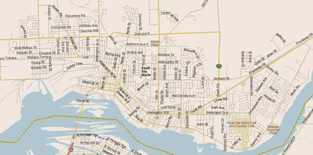 Sault Ste Marie Map, Ontario