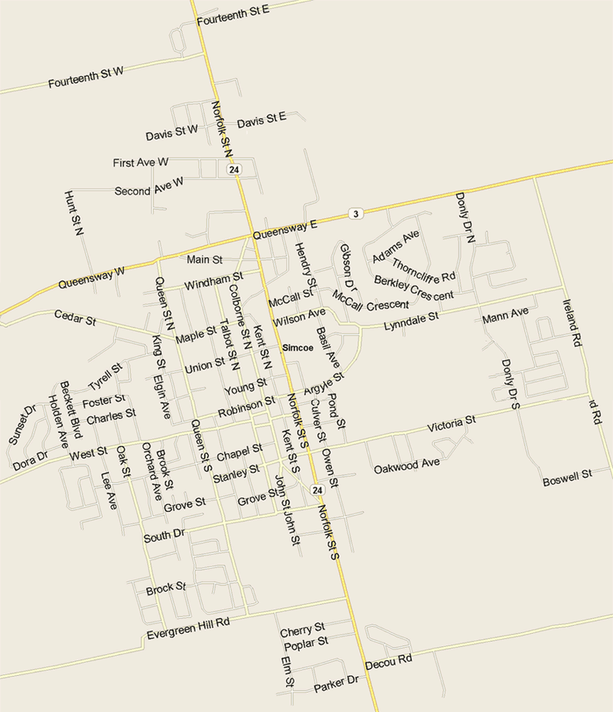 Simcoe Map, Ontario