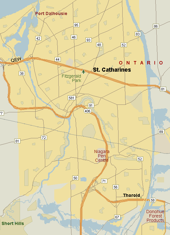 Saint Catharines Map (Region), Ontario