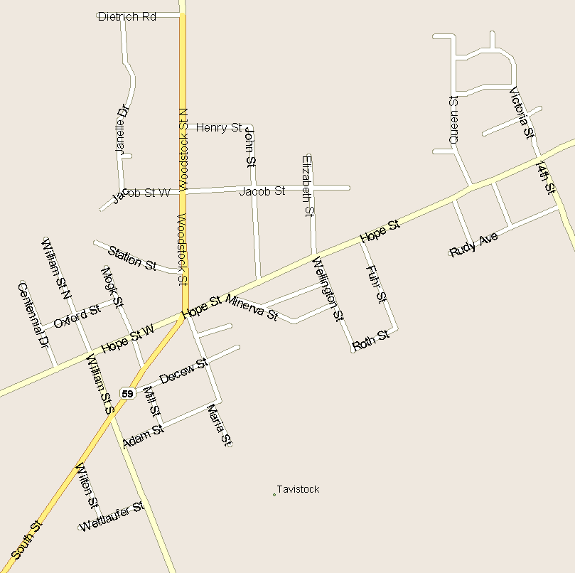 Tavistock Map, Ontario