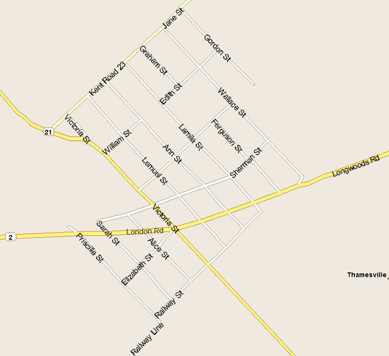 Thamesville Map, Ontario