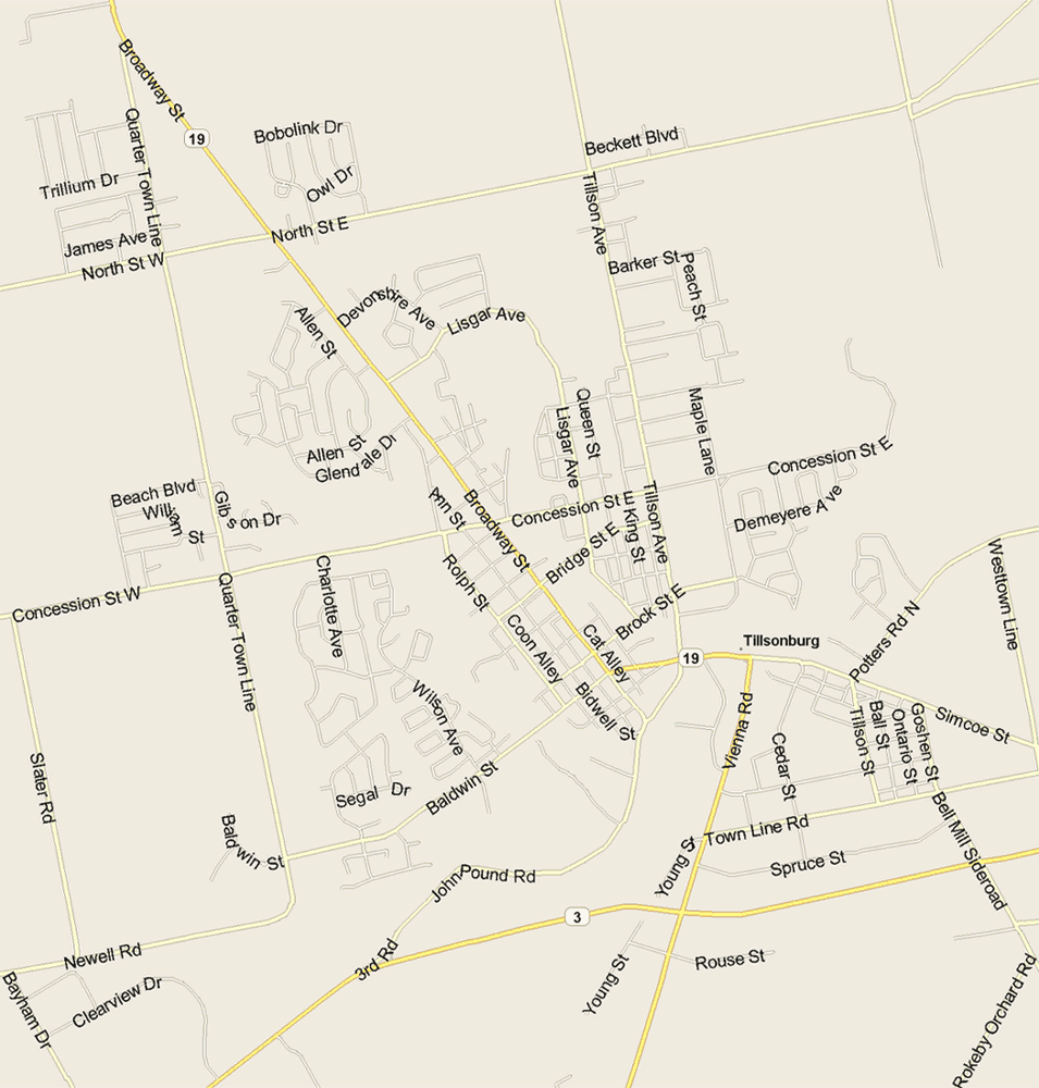 Tillsonburg Map, Ontario
