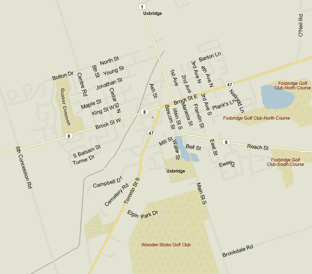 Uxbridge Map, Ontario