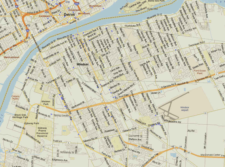 Windsor Map, Ontario