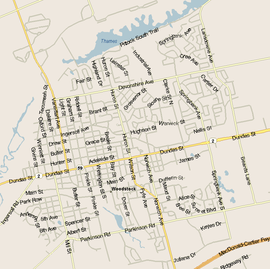 Woodstock Map, Ontario