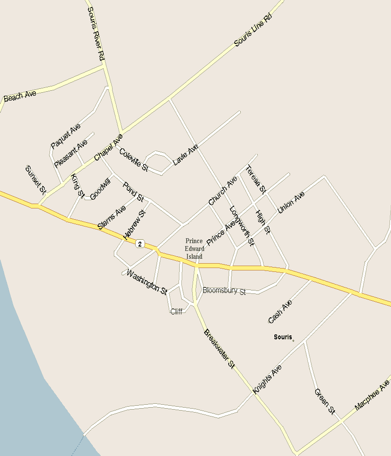 Souris Map, Prince Edward Island