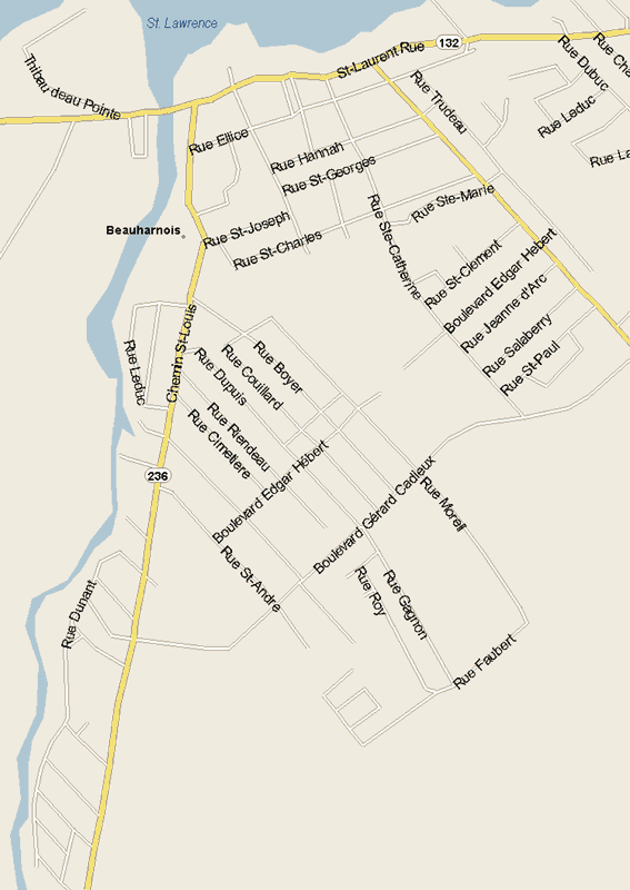 Beauharnois Map, Quebec