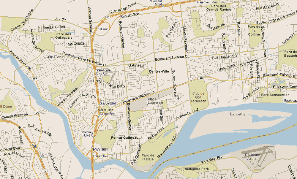 Gatineau Map, Quebec