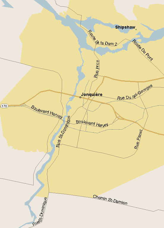 Jonquiere Map (Region), Quebec