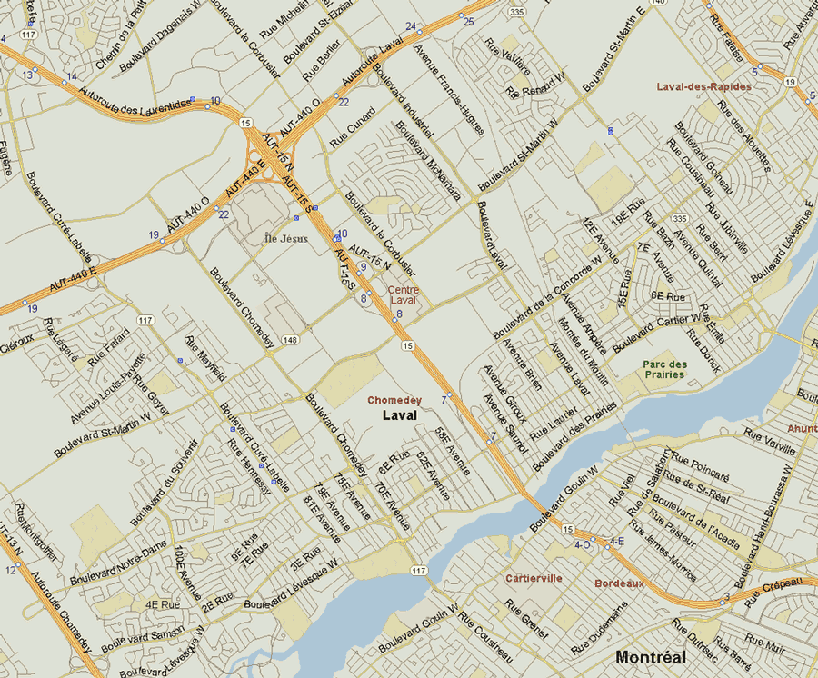 Laval Map, Quebec
