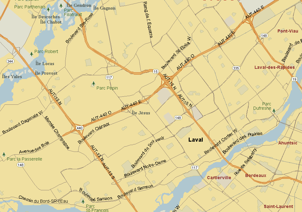 Laval Map (Region), Quebec