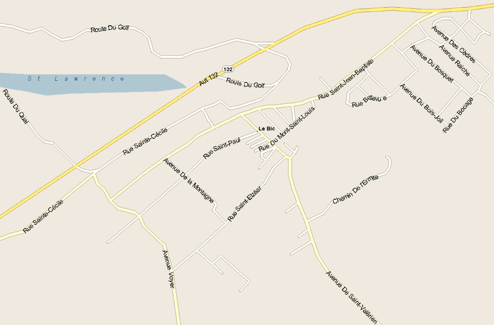 Le Bic Map, Quebec