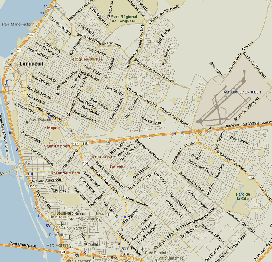 Longueuil Map, Quebec