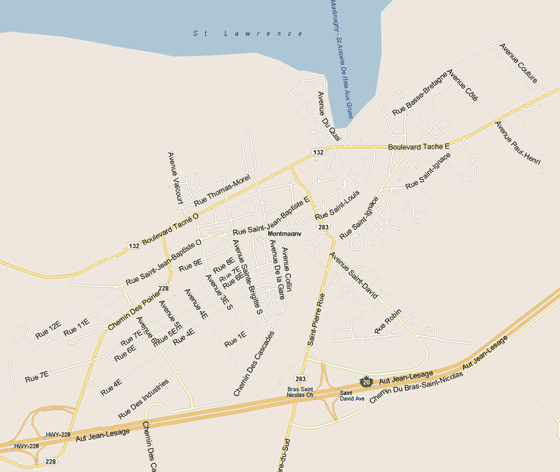 Montmagny Map, Quebec