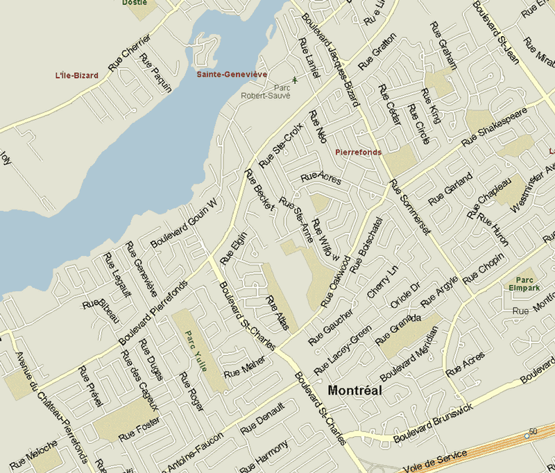 Pierrefonds Map, Quebec