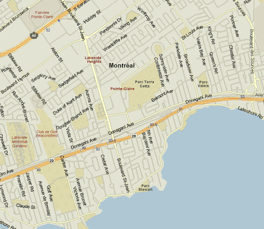 Pointe Claire Map, Quebec