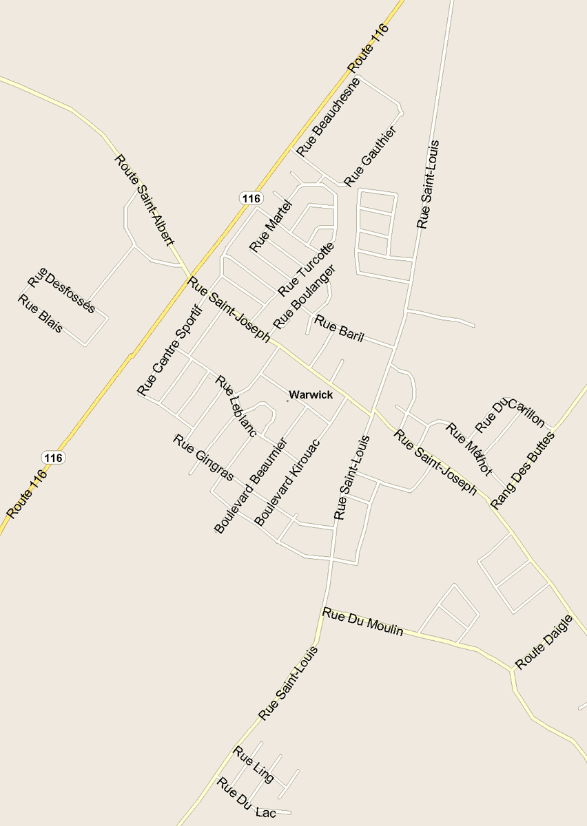 Warwick Map, Quebec