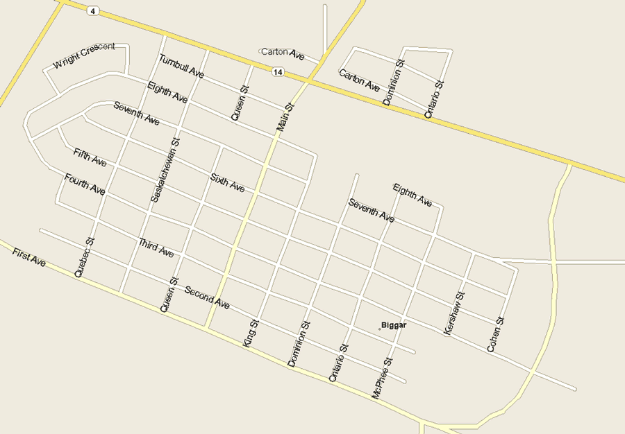 Biggar Map, Saskatchewan