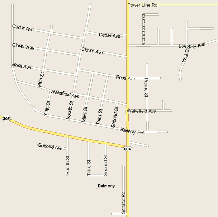 Dalmeny Map, Saskatchewan
