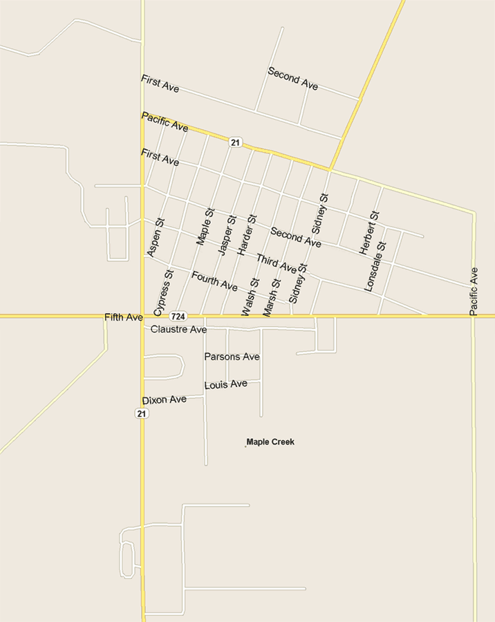 Maple Creek Map, Saskatchewan