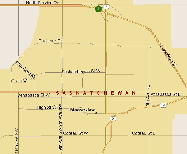 Moose Jaw Map (Region), Saskatchewan