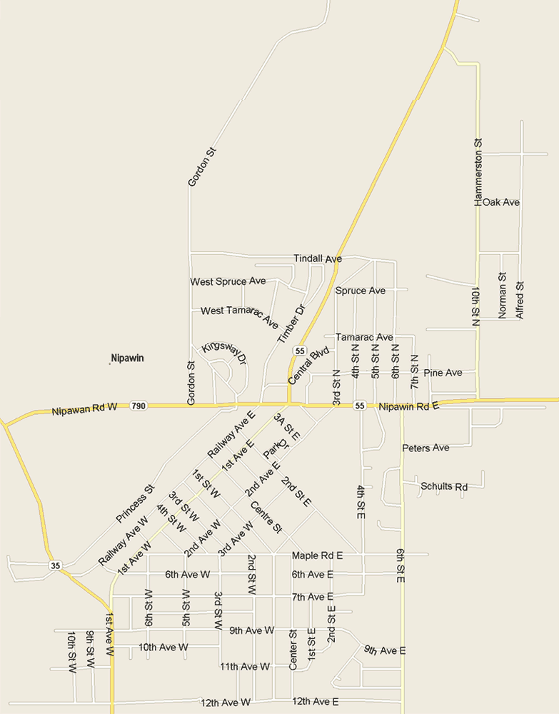 Nipawin Map, Saskatchewan
