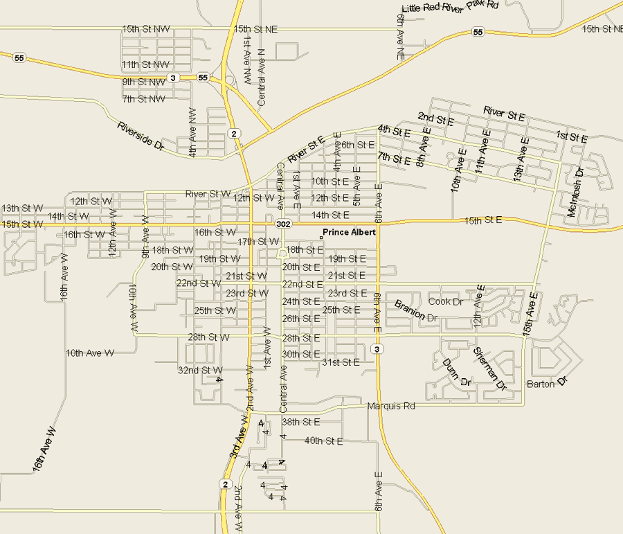Prince Albert Map, Saskatchewan