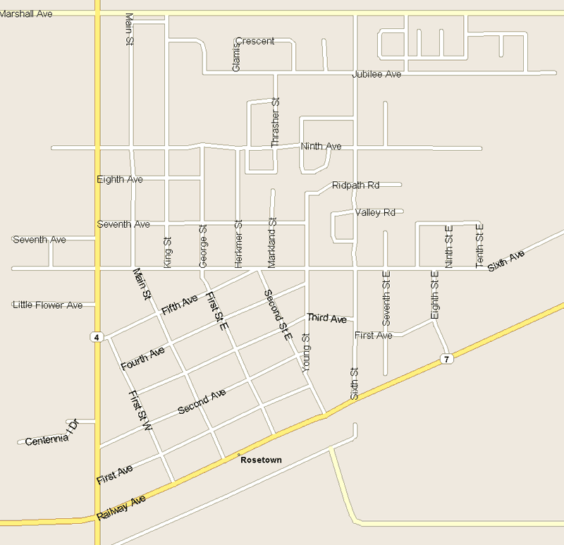 Rosetown Map, Saskatchewan