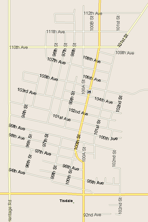 Tisdale Map, Saskatchewan