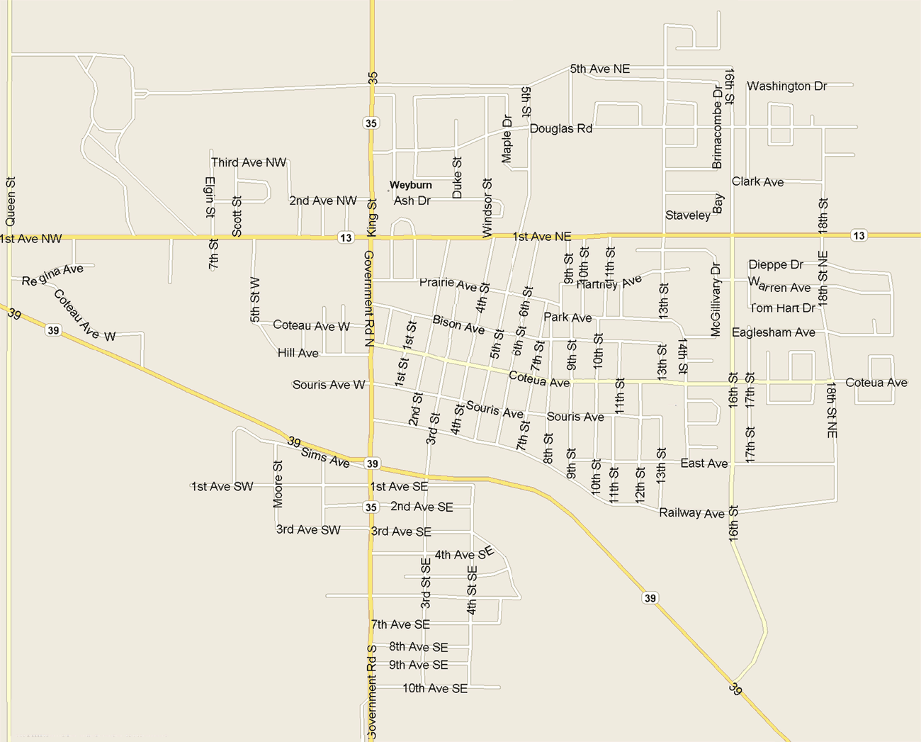 Weyburn Map, Saskatchewan