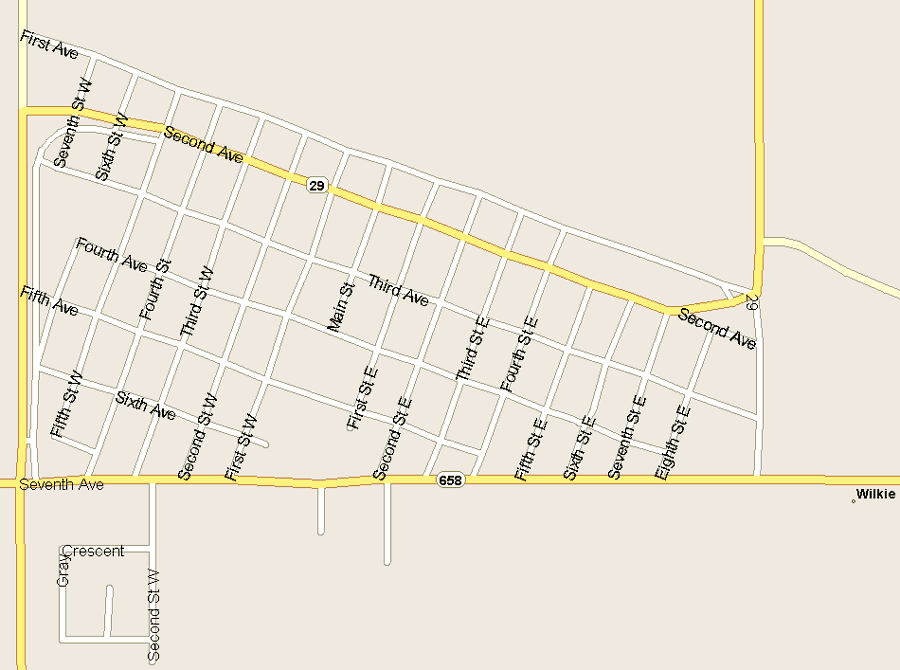 Wilkie Map, Saskatchewan