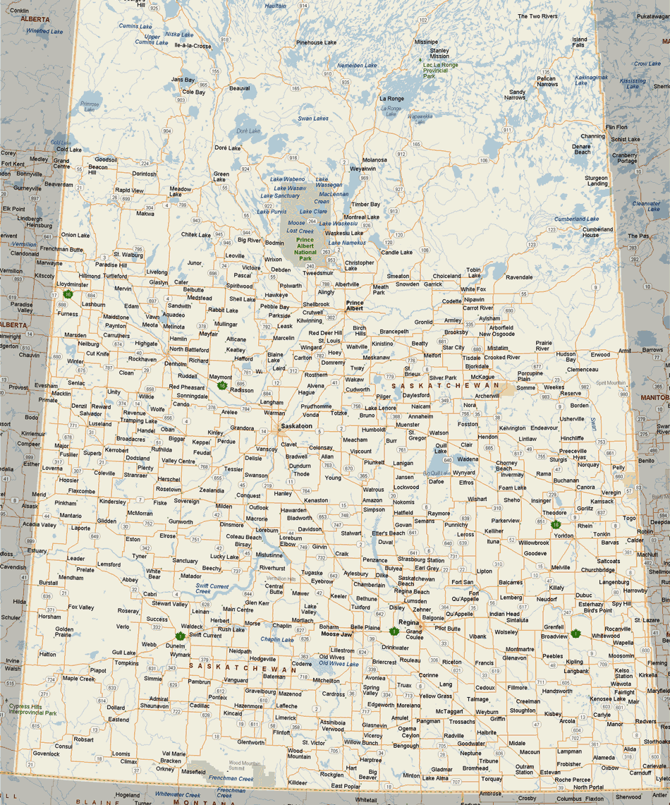 Saskatchewan Map (South)