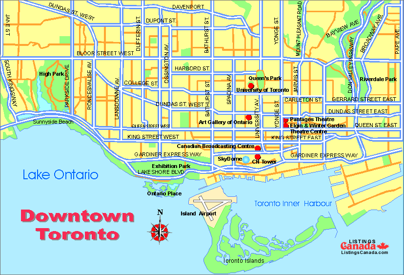 Toronto Downtown Map, Ontario